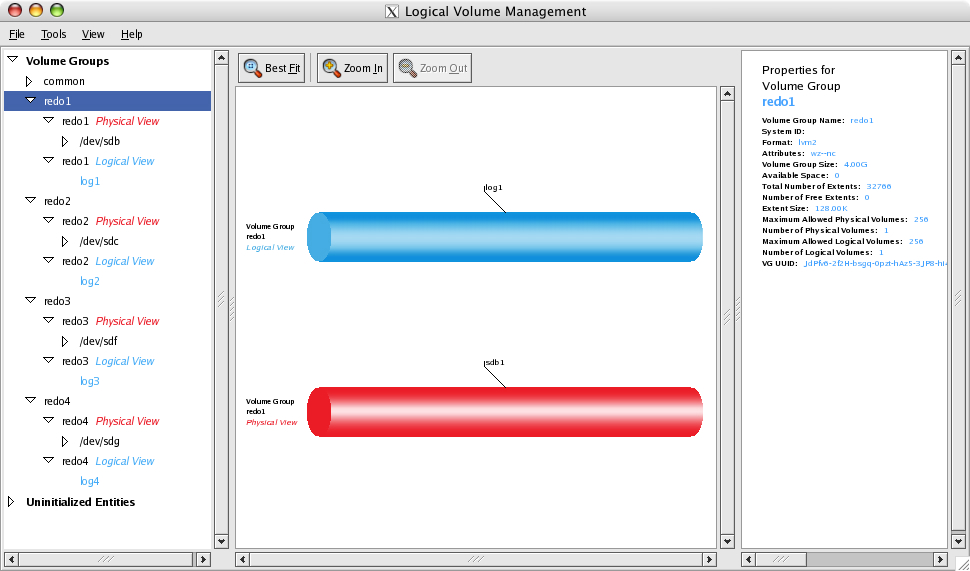 Logical Volume Management window